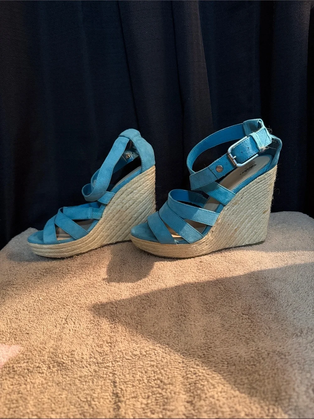 Mossimo Supply Co. Bright Turquoise Crisscross Espadrille Wedges
